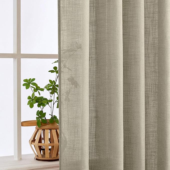 MIULEE Oatmeal Linen Curtains 52x90 Inch Long 2 Panels - Image 5