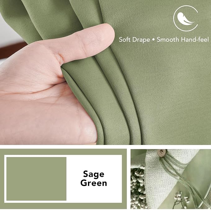 Deconovo Blackout Curtains, Thermal Insulated, W70 x L108 2 Panels, Back Tab - Image 7