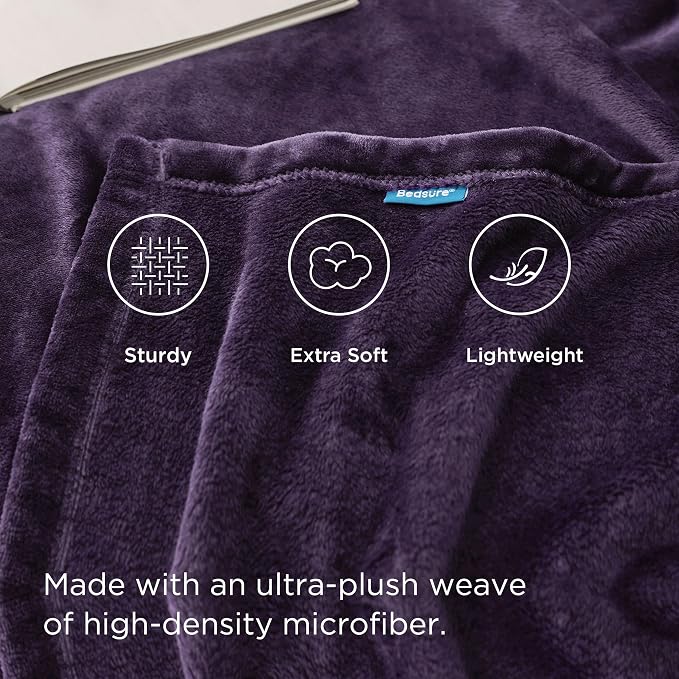 Bedsure GentleSoft Fleece Throw Blanket Purple - Image 4
