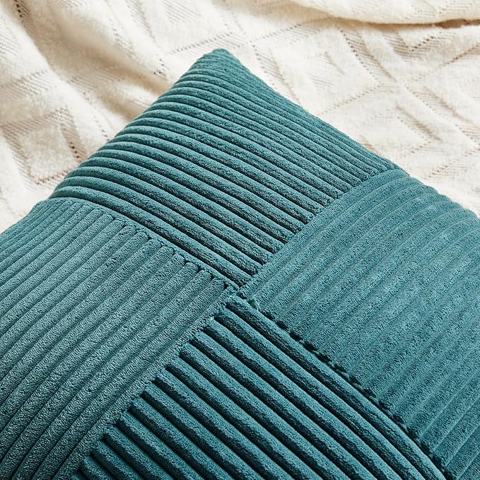 Fancy Homi 2 Packs Teal Lumbar Decorative Throw Pillow Covers 14x22 Inch - Image 3