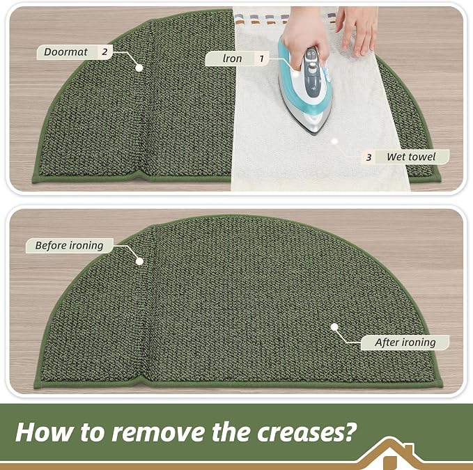 BEQHAUSE Dirt Trapper Door Mat 26" x 40" Half Circle Non Slip Rugs, Absorbent - Image 9
