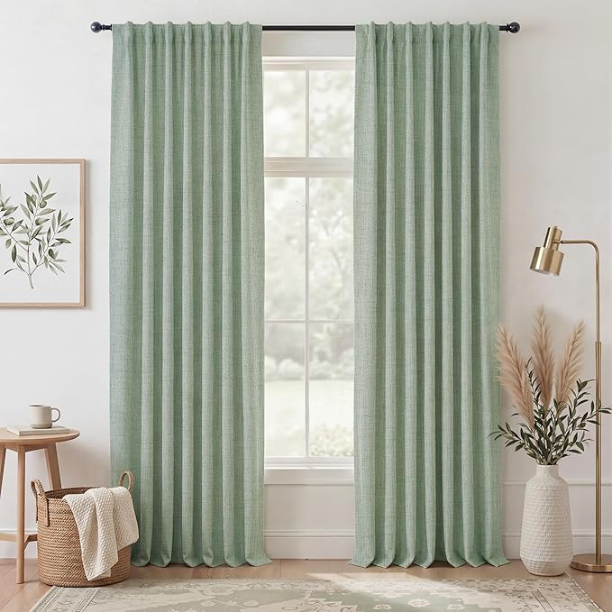RYB HOME Sage Green 100% Blackout Curtains 96 inches Long, Thermal Insulated by RYBHOME
