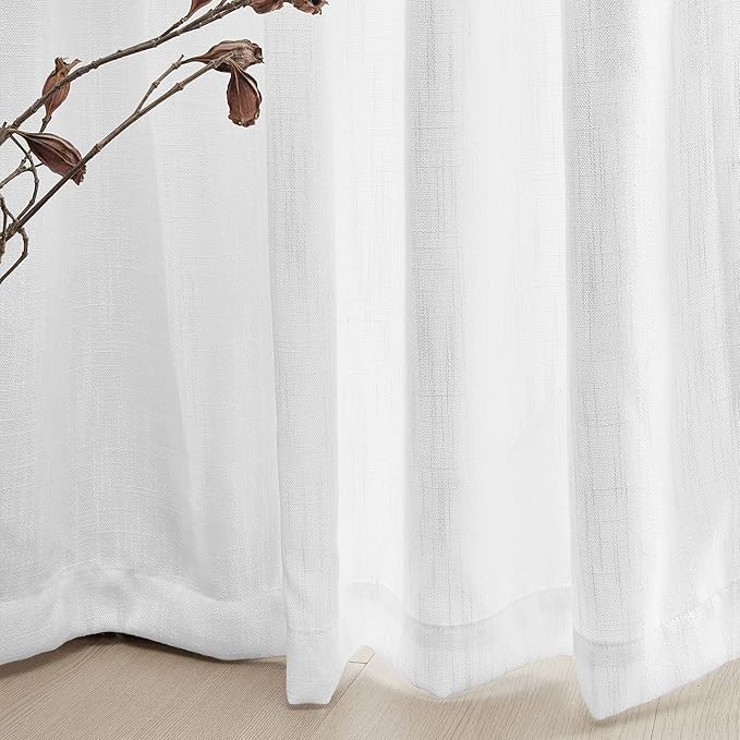 MYSKY HOME Short Curtains for Small Kitchen Windows 45 inches Length, Linen - Image 5