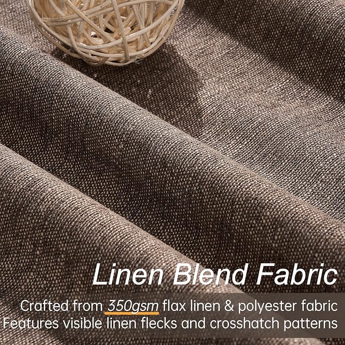 Topfinel Chocolate Brown Linen Curtain 120 Inches Long - Image 2