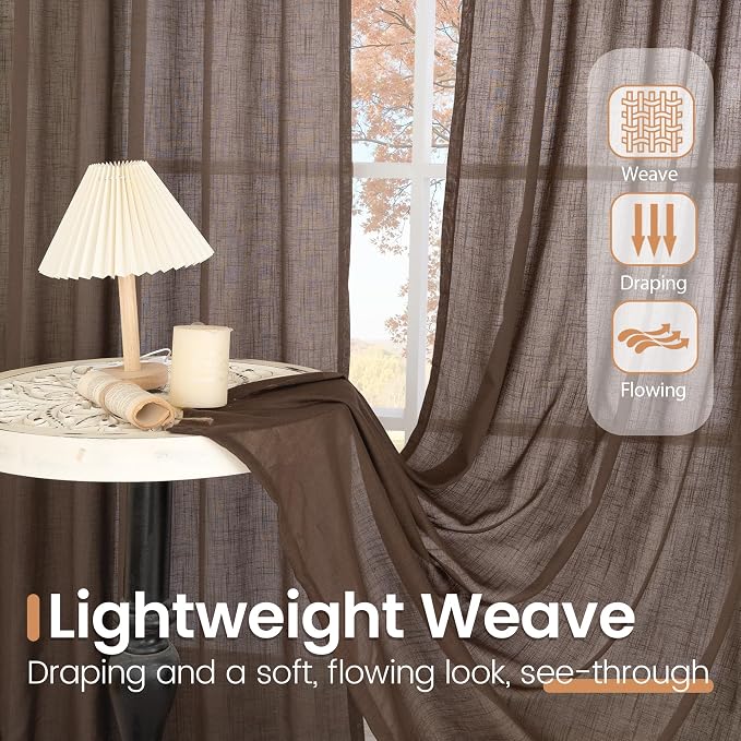 BGment Brown Linen Curtains 84 Inch Length - Image 4