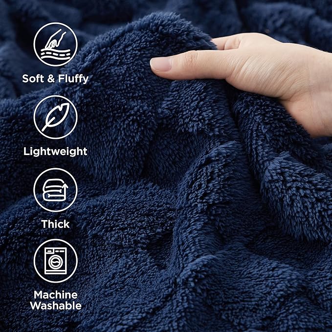 Bedsure GentleSoft Navy Throw Blanket - Image 3