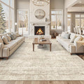 12x15 Washable Area Rug Beige Neutral Abstract Living Room Large Carpet Non by Soalmost