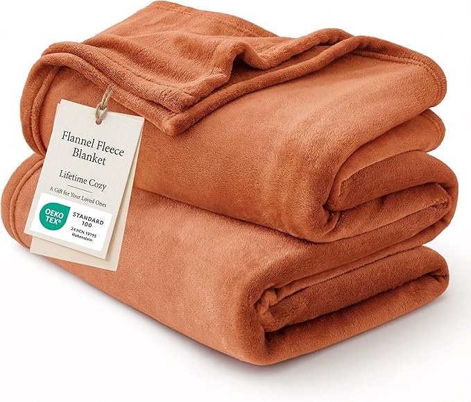 Bedsure GentleSoft Fleece Throw XL Blanket Dark Orange by BEDSURE