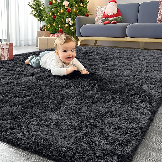 OLANLY Area Rugs for Living Room Bedroom, Machine Washable 4x5.9 ft Soft Fluffy by OLANLY