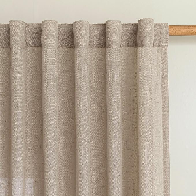 MYSKY HOME 108 Inches Long Taupe Sheer Curtains - Image 3