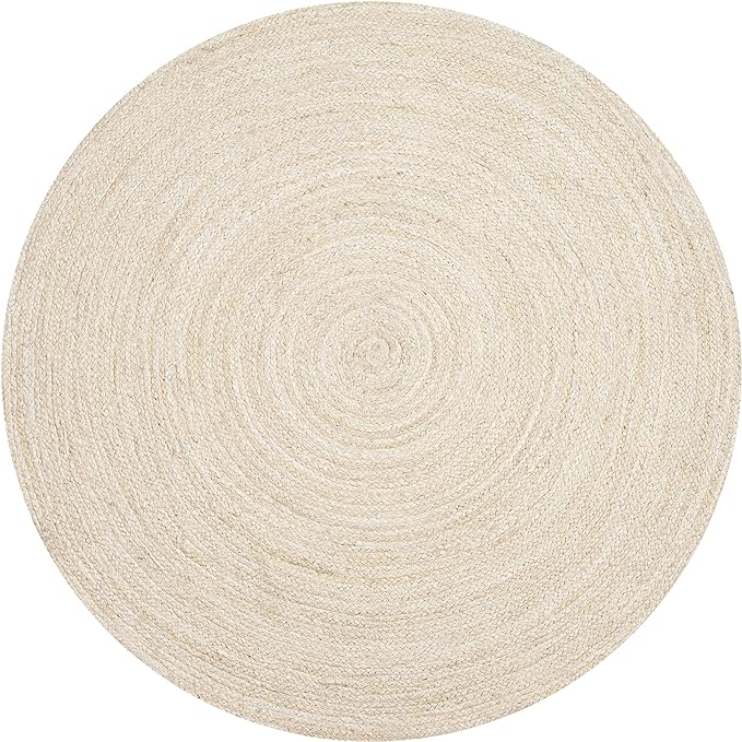 Hausattire Hand Woven Jute Braided Rug, 4’ Round – Off White, Reversible Boho - Image 9