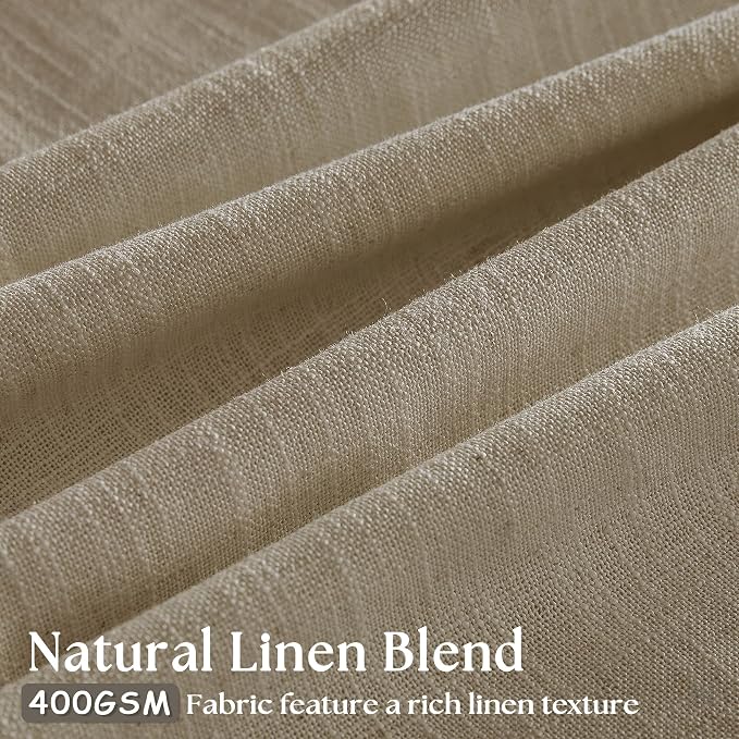 Extra Long Pinch Pleated Linen 108 Inch Curtains Tan Brown 2 Panels Set | Grey - Image 3