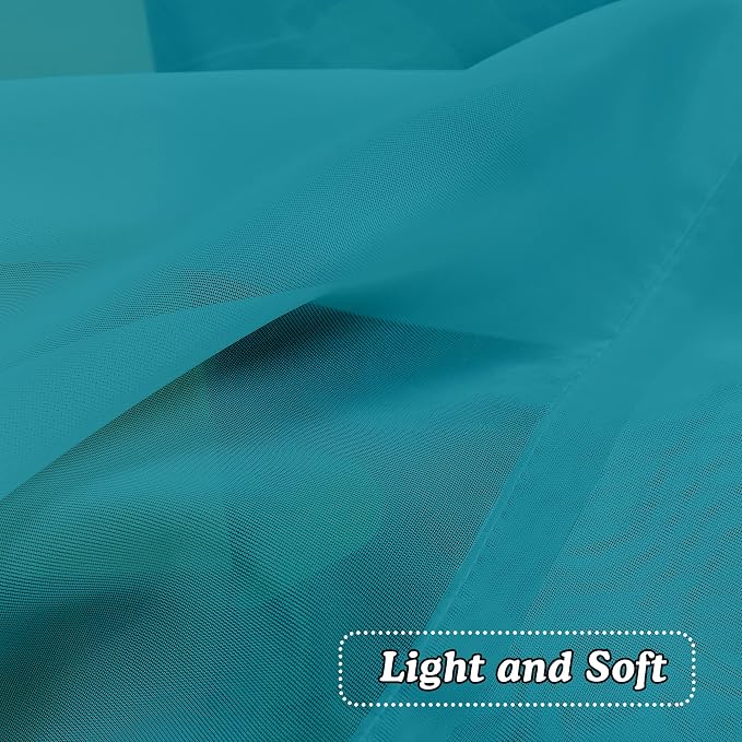 OVZME Turquoise Sheer Curtains 36 inches Long, Short Kitchen Window Treatment - Image 5