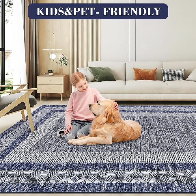 GarveeHome Modern Geometric Area Rug 4x6 Distressed Bordered Washable Non Slip - Image 6