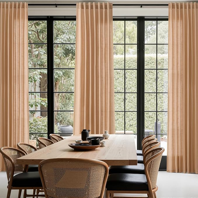 Nanspring Camel Linen Curtains for Living Room Extra Long 144 Inches Long Back - Image 6