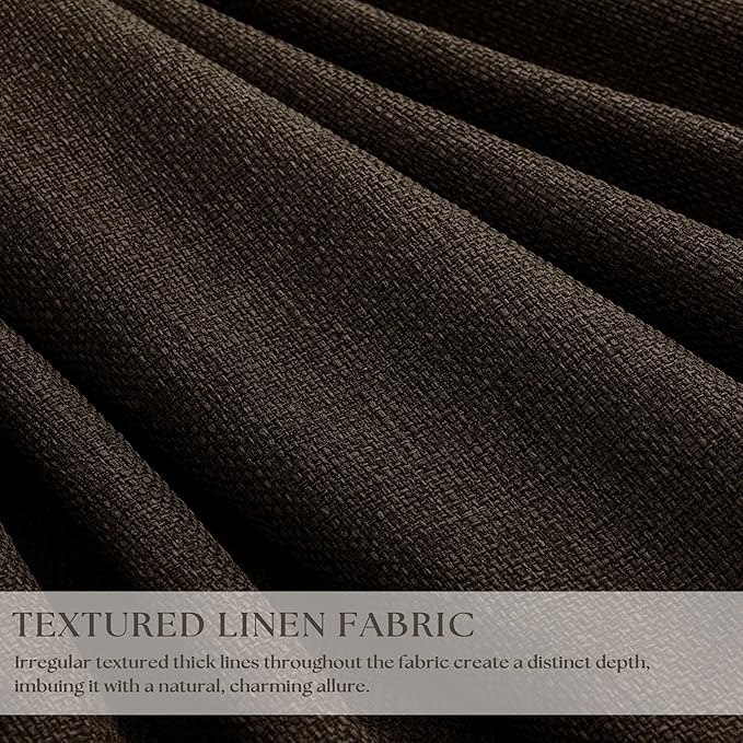 Chocolate Brown Pleated Linen Blackout Curtains 86 Inches Long | - Image 4