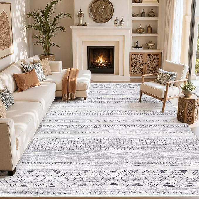 cotiled Boho 5x8 Area Rugs for Living Room: Soft Moroccan Washable Rug | Solve - Image 8