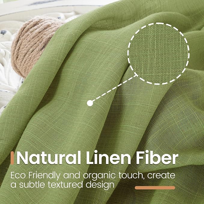 BGment Olive Green Linen Curtains 36 Inch Length - Image 3