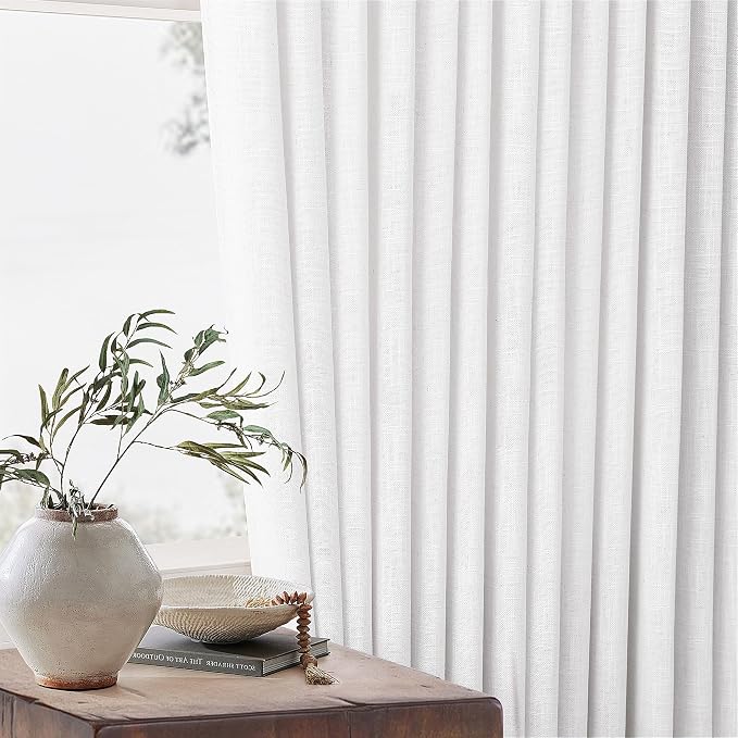 Snow White Pinch Pleat Semi Sheer Linen Curtains W70xL108 1 Panel | Light - Image 6