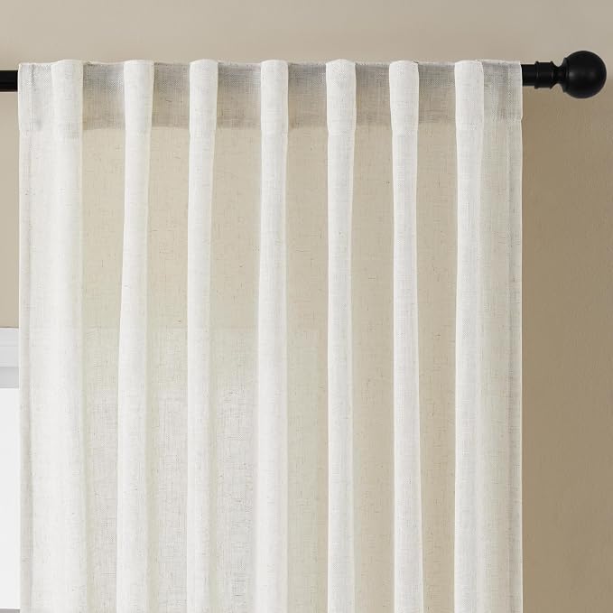 Joydeco Linen Curtains for Bedroom 63 Inch Length 2 Panels Set, 37 Inch Wide - Image 4