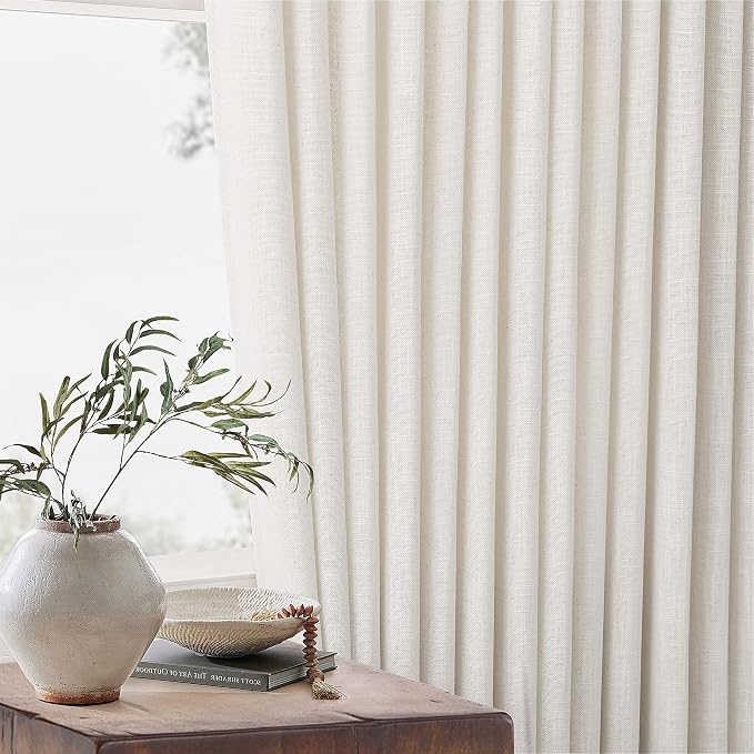 102 Inch Long Linen Curtains Extra Wide 70 Inch Width Natural | Pinch Pleated - Image 5