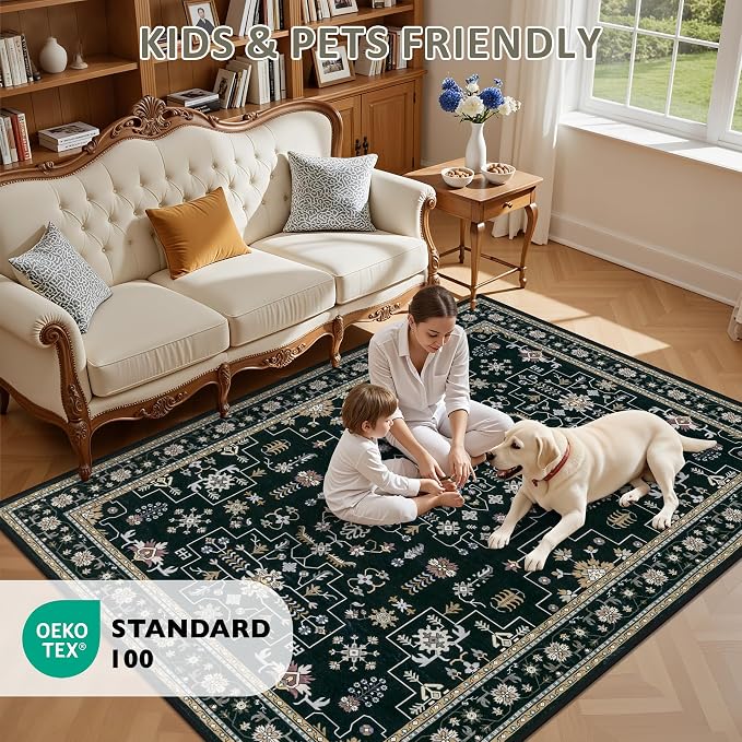 4x6 Area Rugs Living Room: Washable Vintage Rug - Image 8