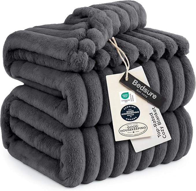 Bedsure Soft Cal Size Blanket for Bed Grey 102"x96" | Birthday Gifts for Women by Unknown