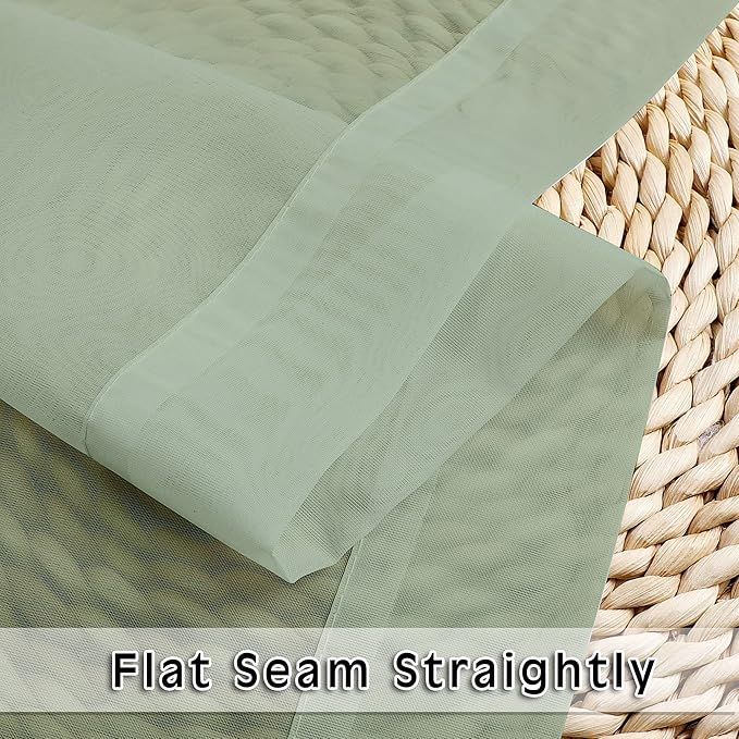 2 Panels Sage Green Semi Sheer Valance - Image 6