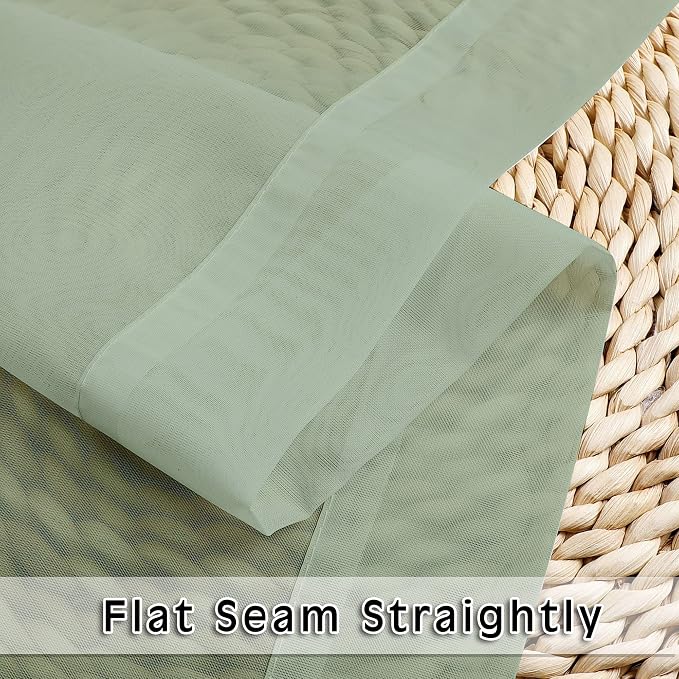 OVZME 2 Panels Window Sage Green Sheer Curtains 42" x 45" Inches - Image 5