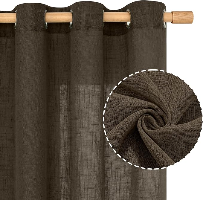 LAMIT Dark Brown 72 inch Linen Curtains - Image 2