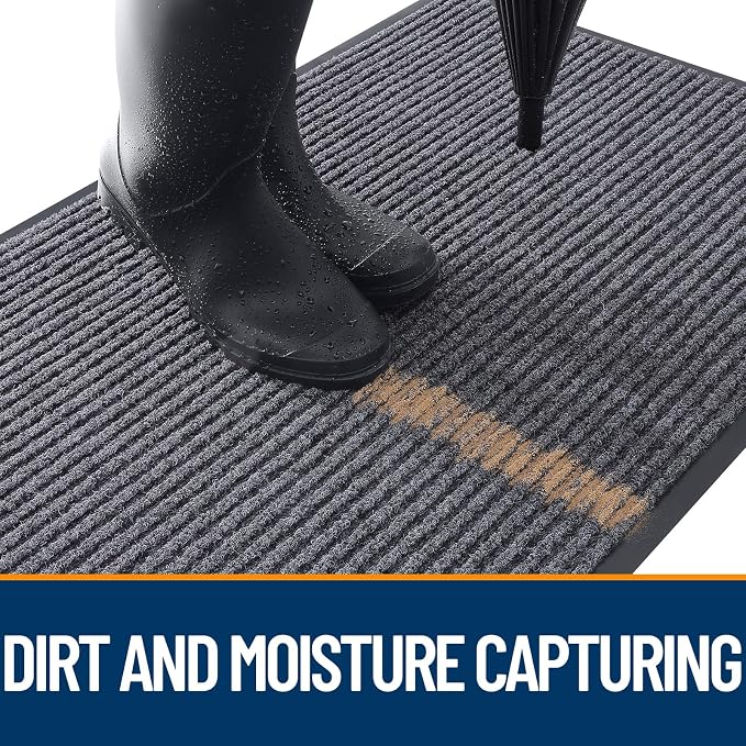 OLANLY Front Door Mat 71x47, Waterproof Heavy-Duty Indoor Outdoor Doormat | Grey - Image 5