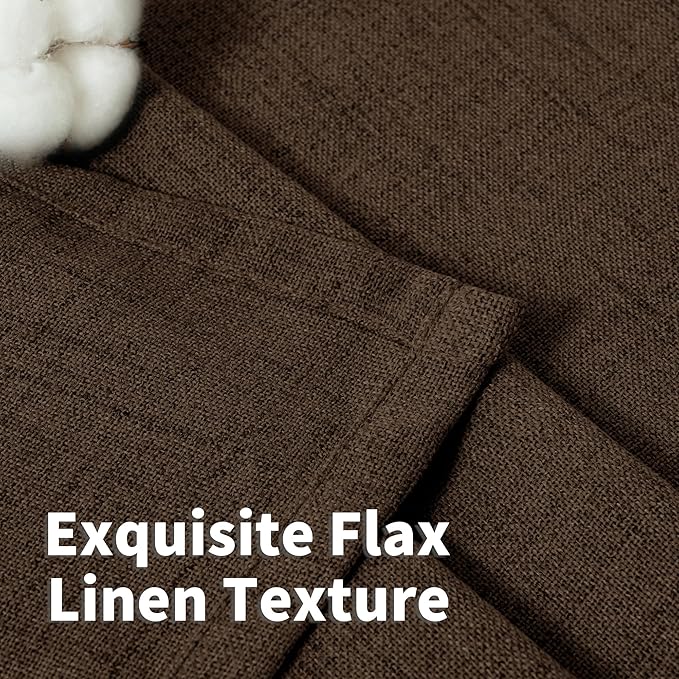 YoungsTex Brown Linen Semi Sheer Curtains 80 Inch Length - Image 5