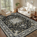 5x7 Area Rugs Living Room Rug: Washable Vintage Boho Medallion Rug No Slip by EXPEDIX