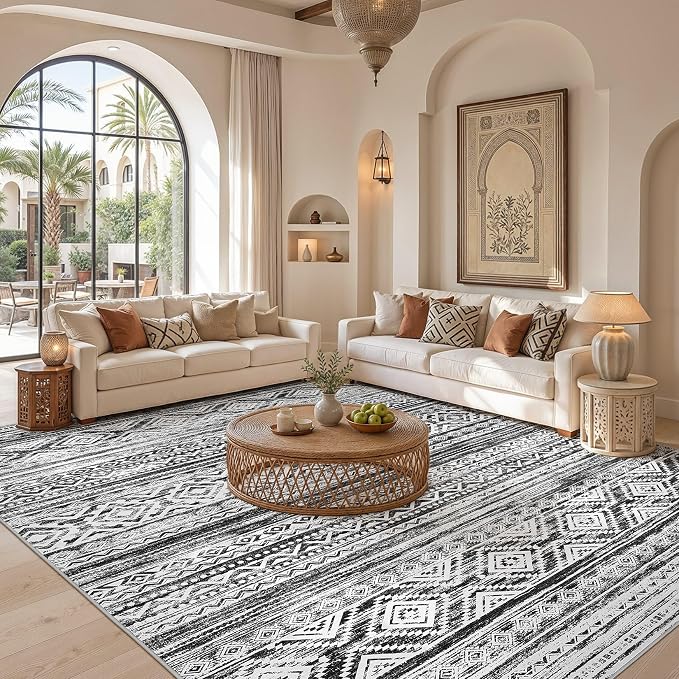 cotiled Boho 5x8 Area Rugs for Living Room: Soft Moroccan Washable Rug | Solve - Image 4