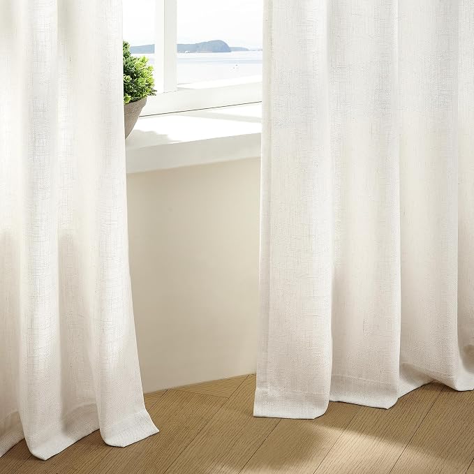 Memory Shape Trained Pinch Pleated Linen Curtains 100 Inches Long | Natural - Image 8