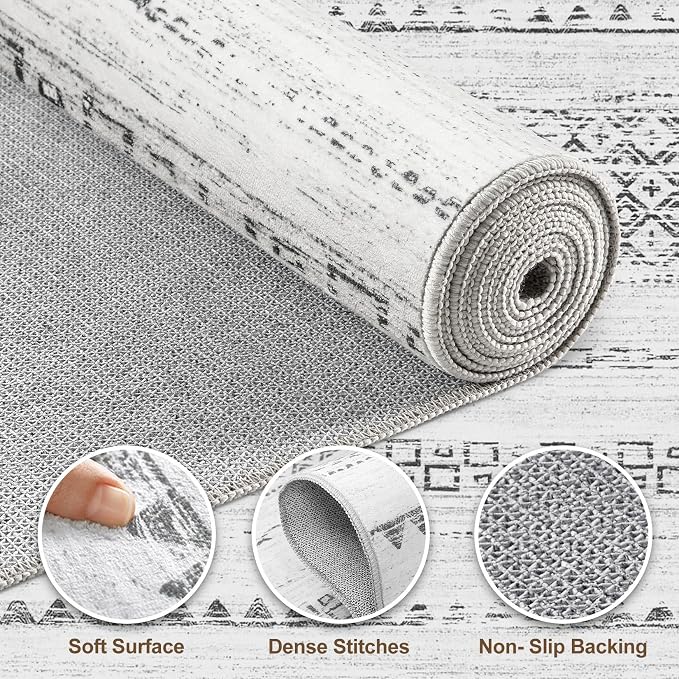 Nakagishi Round Rug Boho Area Rugs: 6x6 Washable Large Circle Neutral Soft - Image 3