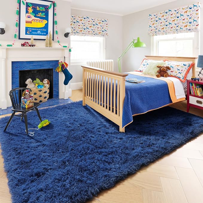 Amdrebio Navy Blue Large Area Rug 8x10 - Image 3