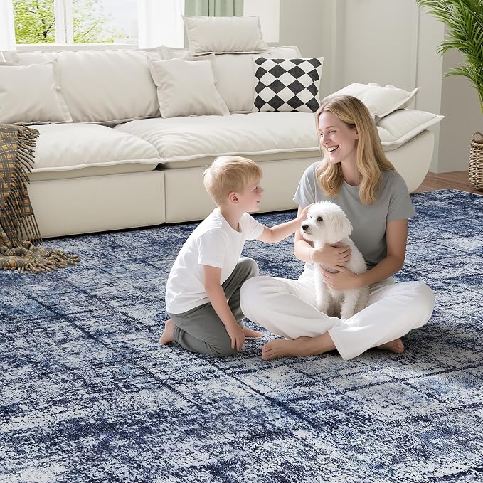 8x10 Area Rugs for Living Room Washable Rug: Anti-Skid Abstract Modern Living - Image 7