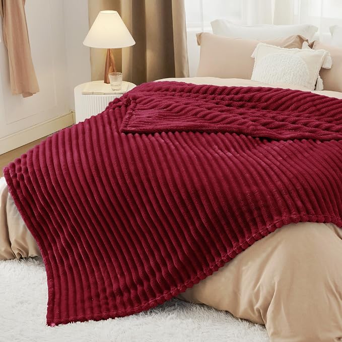 Bedsure Soft Cal Size Blanket for Bed Deep Red 102"x96" | Birthday Gifts for - Image 5