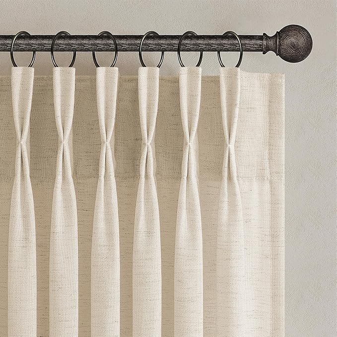 92 Inches Long Pinch Pleated Semi Sheer Curtains by Topfinel