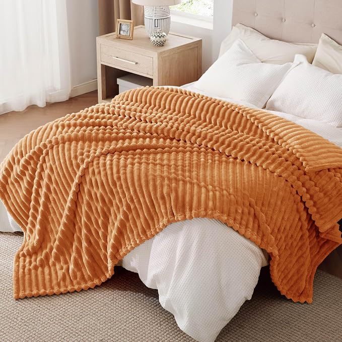 Bedsure GentleSoft Orange California King Size Blanket - Image 5