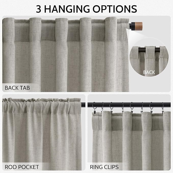 Silver Grey Linen Curtains 72 Inch Length - Image 2