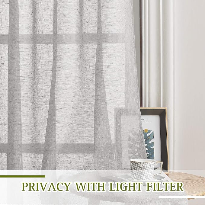 NICETOWN Patio Curtain for Sliding Door W100 x L84, Extra Wide Grommet Linen - Image 3