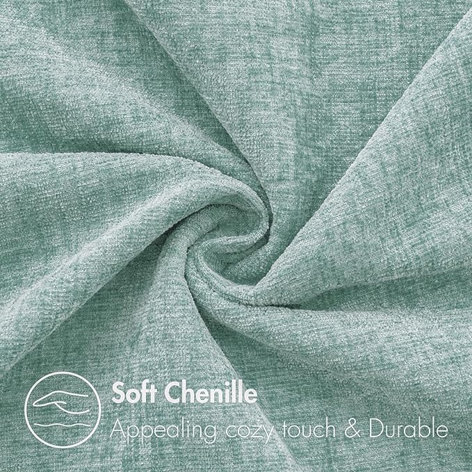 MIULEE Pack of 2 Couch Throw Pillow Covers 16x16 Inch Soft Aqua Green Chenille - Image 2