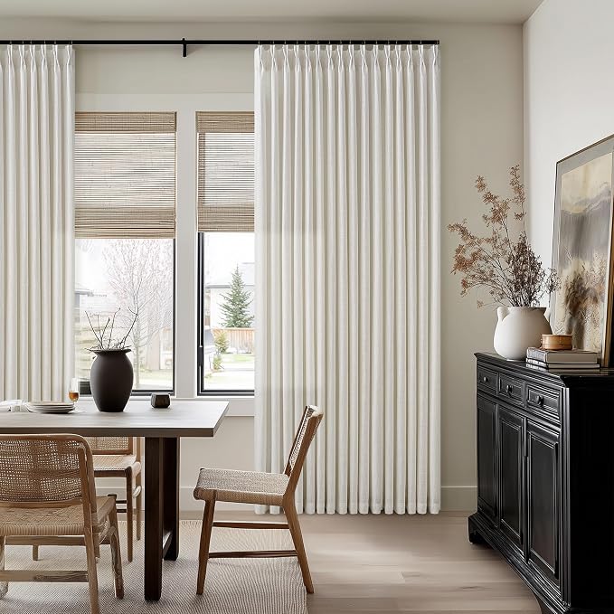 Semi Sheer Linen Blend 86 Inch Pinch Pleated Ivory Cream Curtains 50 by 86 | - Image 7