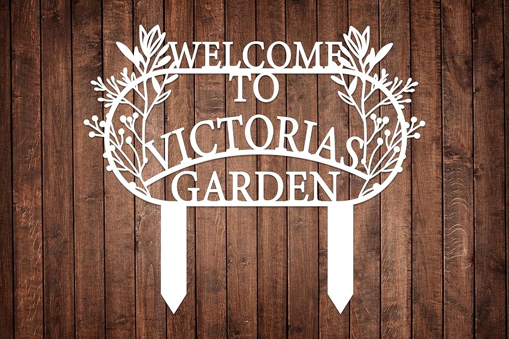 Personalized Metal Garden Sign with Stake, Custom Garden Decor for Outdoor, Custom Family Name Sign, Patio Decorations, Lawn Art, Farmhouse Decorative, Housewarming Gift (CstmDesign3)