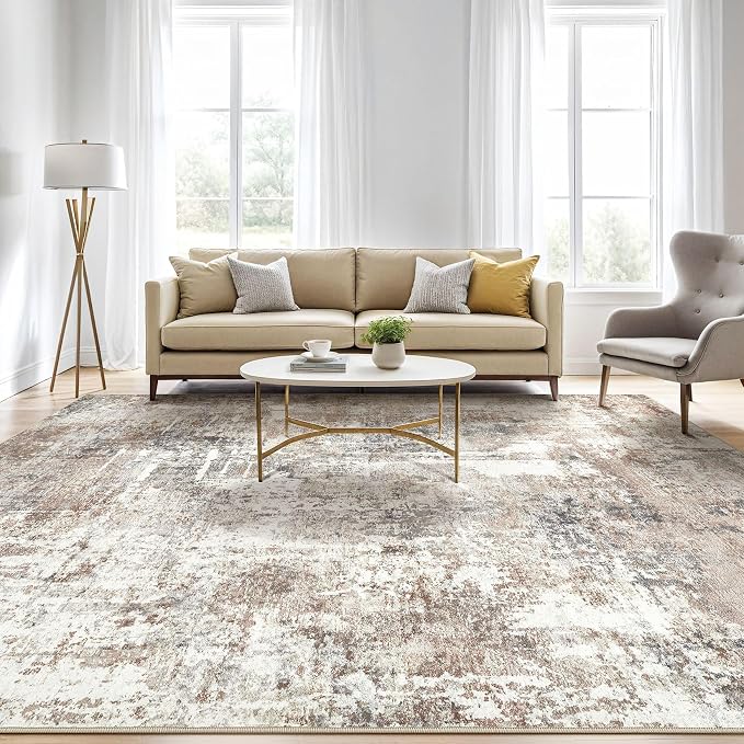 LOONGRUG 12x15 Area Rug Washable Large Neutral Modern Living Room Rugs | - Image 5