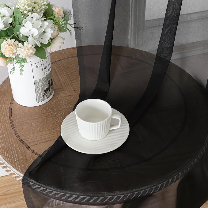 Aiyufeng Long Sheer Black Curtains - Image 2