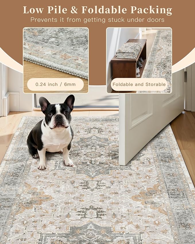 Madane Hallway Runner Rug 2x5 Washable Entry Rugs Soft, Light Taupe Brown | - Image 6