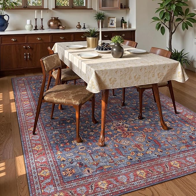 Washable Area Rug 5' x 7' Vintage Traditional Persian Mat - Image 3
